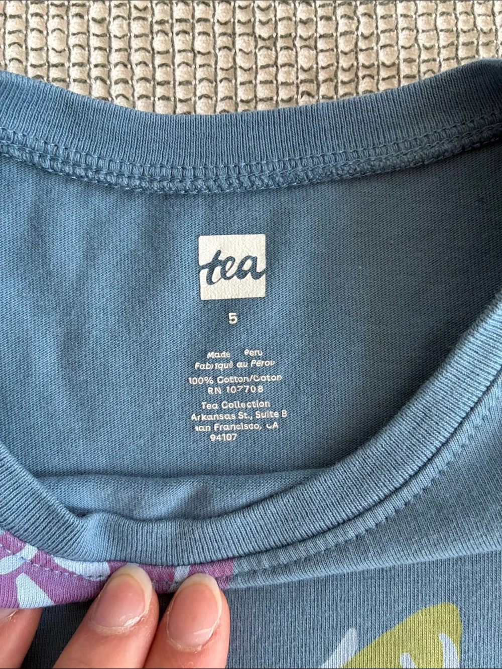 Tea Collection Slate Blue Long Sleeve Butterfly Tee Dress